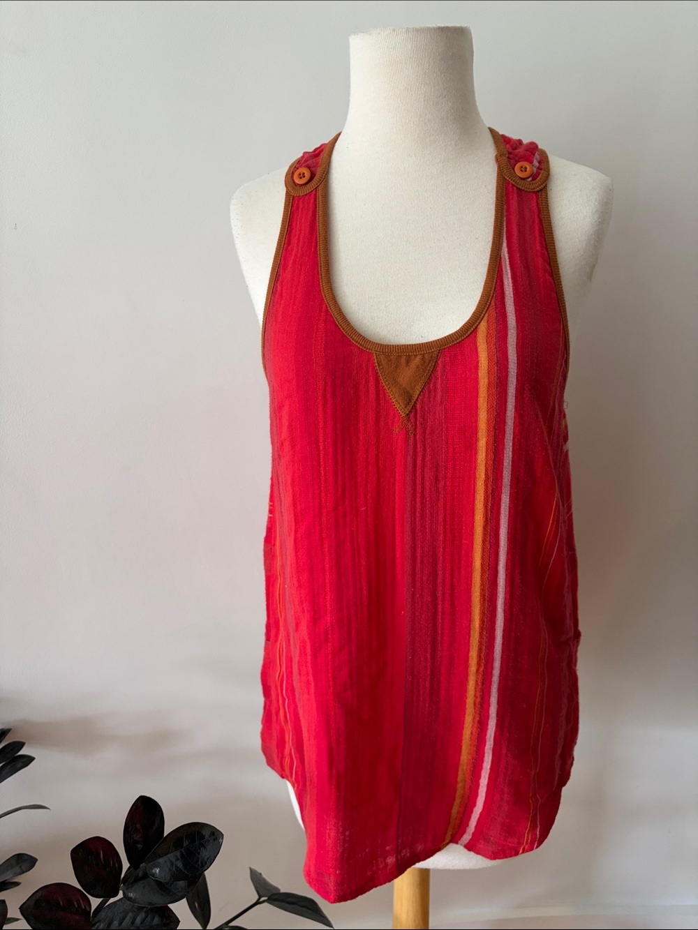 Ace & Jig Women’s Red Sleeveless Striped Tank Top size Small